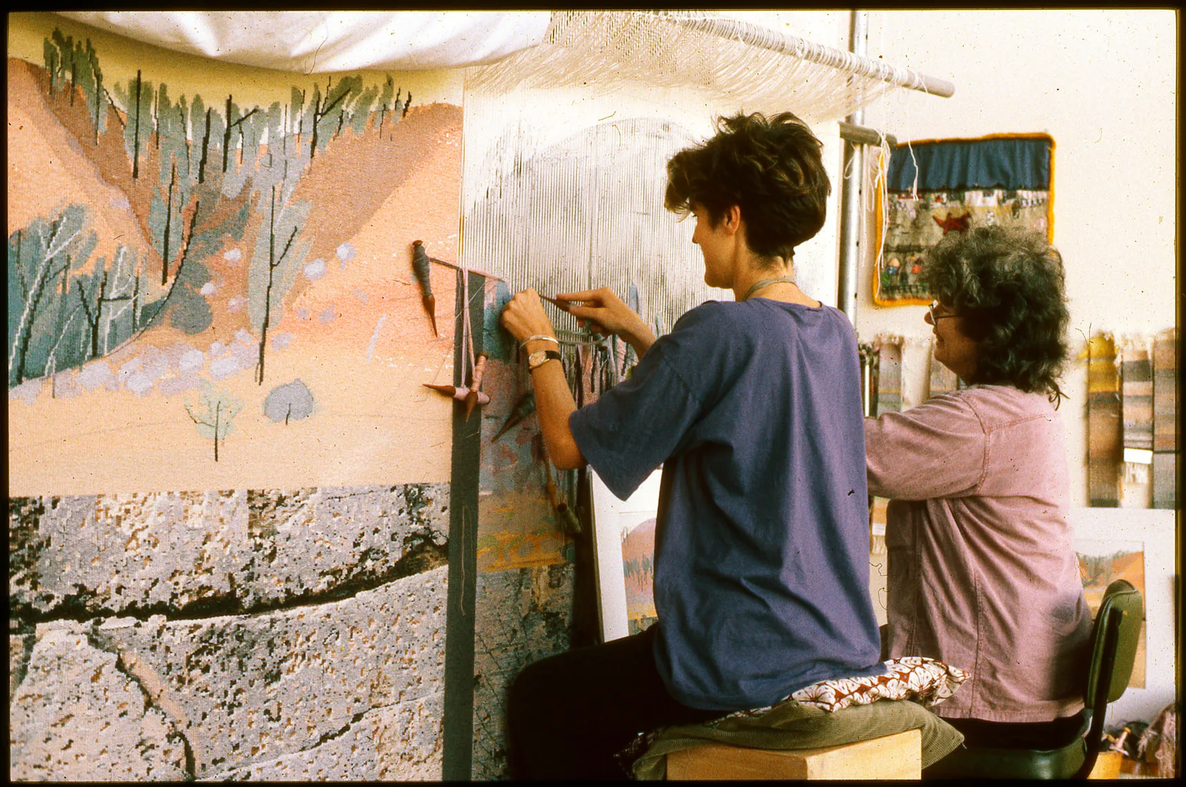 Red Gorge Two Views being woven by Kay Lawrence and Shirley Benlow